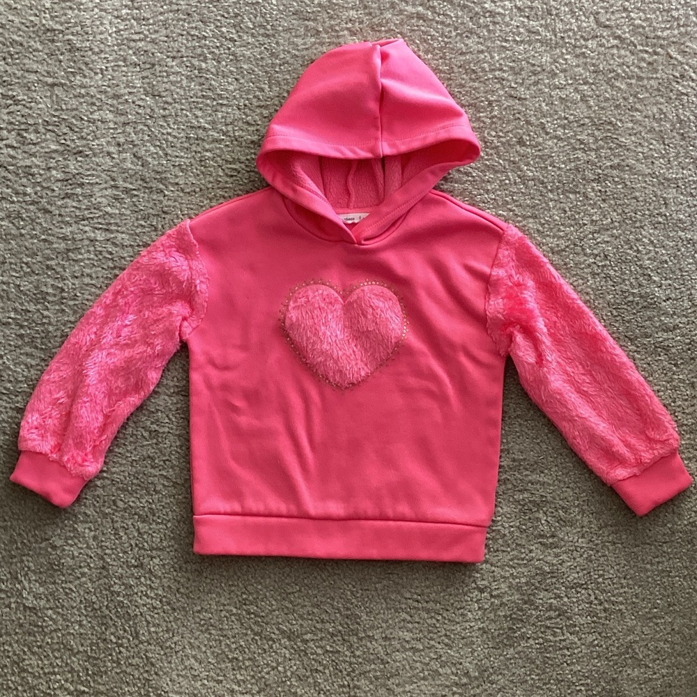 Beautees Pink Fuzzy Heart Sweatshirt Jacket